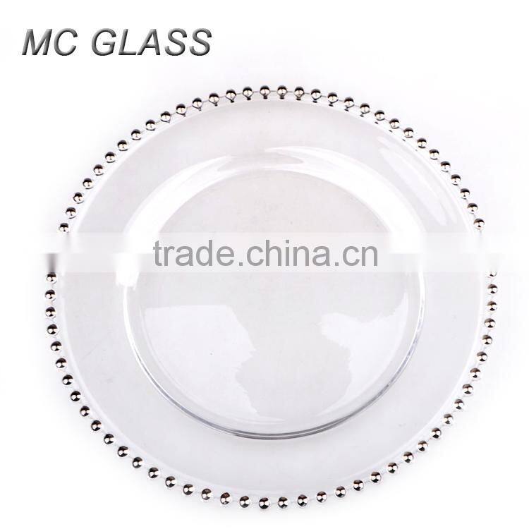 Wholesale Cheap Hotel and Restaurant Use Gold Silver Glass Wedding Charger Plate