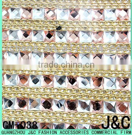 8*8 square glass stone mesh roll 24*40 cm hot fix glue mesh trimming