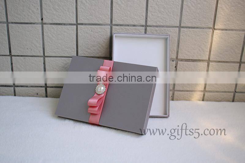 Custom handmade wedding invitation box with ribbon