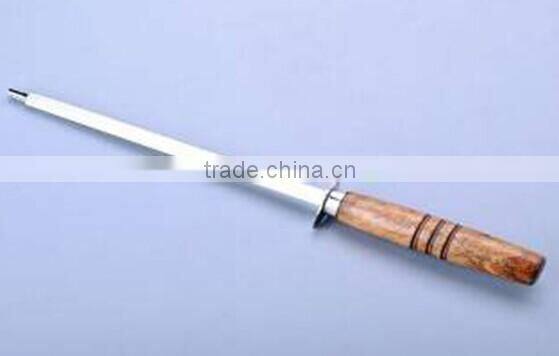 Durable wood material handle for knife sharpener