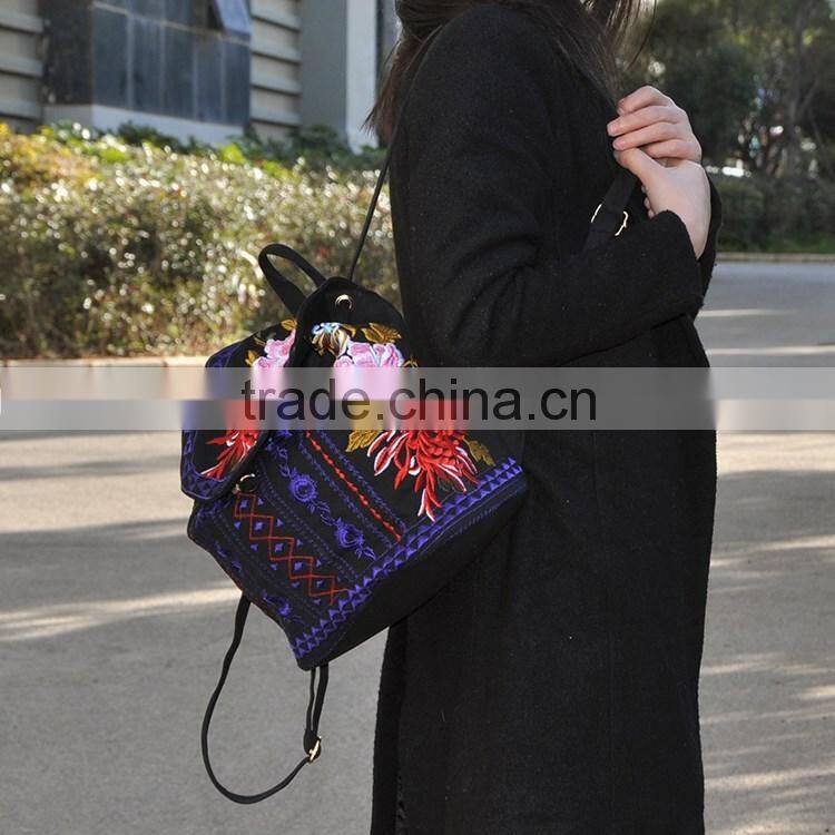 Hot Sale Customized Vintage Canvas Backpack For Women, Vintage soft Backpack Canvas embroidery