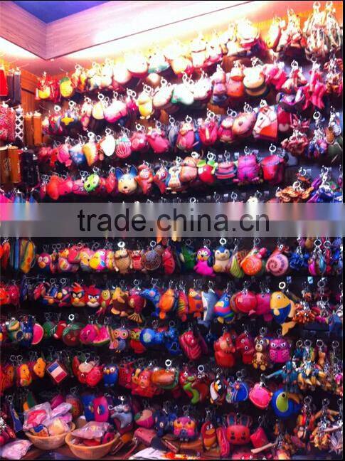 cute genuine leather animal shaped keychain