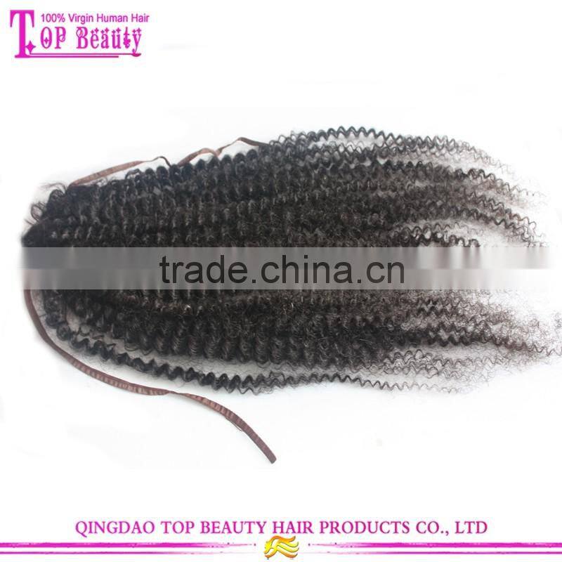 Factory price sell 100% virgin human hair drawstring ponytail no shed no tangle human afro kinky hair ponytail