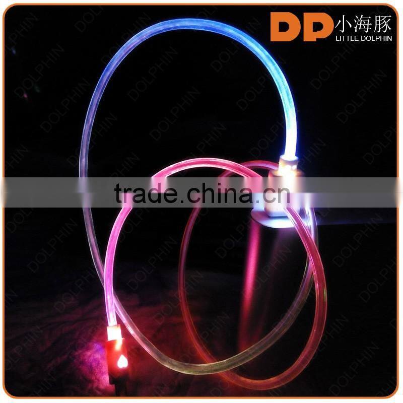 new premium color changing 2.0 gold plated sync data cable glowing LED charger charging cable for android