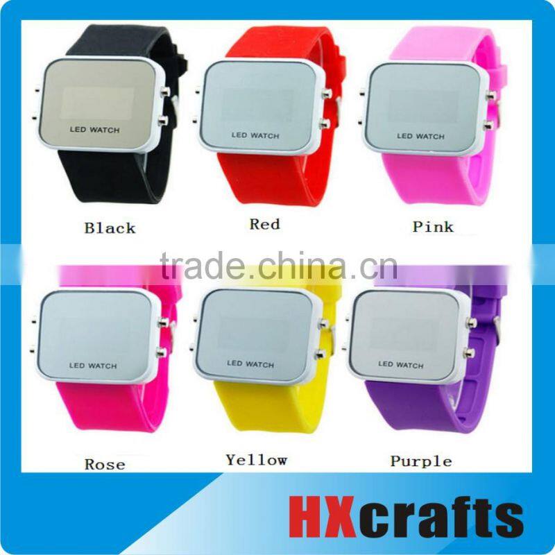 Colorful Exquisite Appearance Digital LED Mirror Watch with Soft Rubber Material