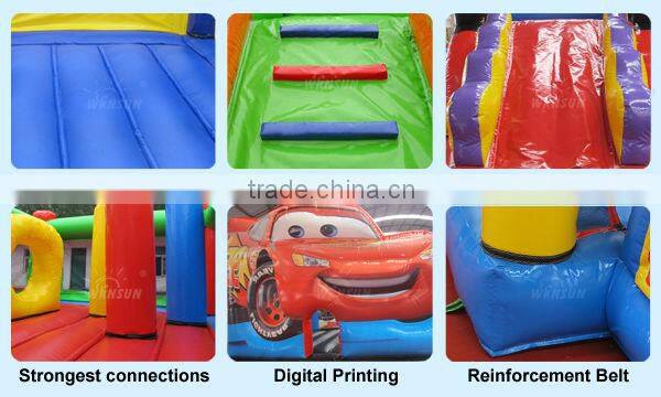 Exciting giant lion and tiger inflatable castle obstacle