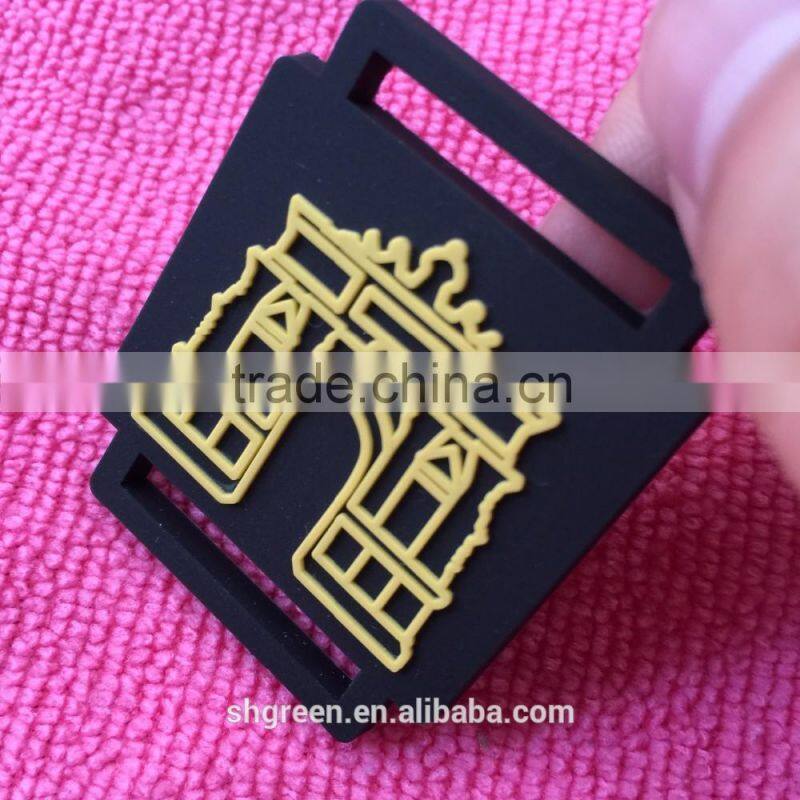 Eco-friendly silicone logo rubber patch with sewing holes for boots