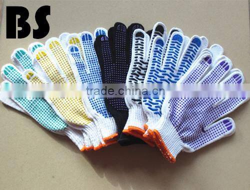 BSSAFETY 10 or 13 gauge cotton yarn knitting with pvc dotted gloves