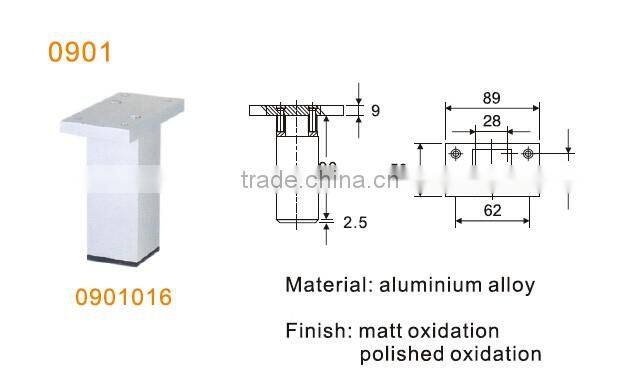 high quality aluminum alloy cabinet leg for furniture