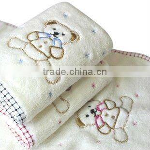 100% white cotton fabric satin embroidered shower towels