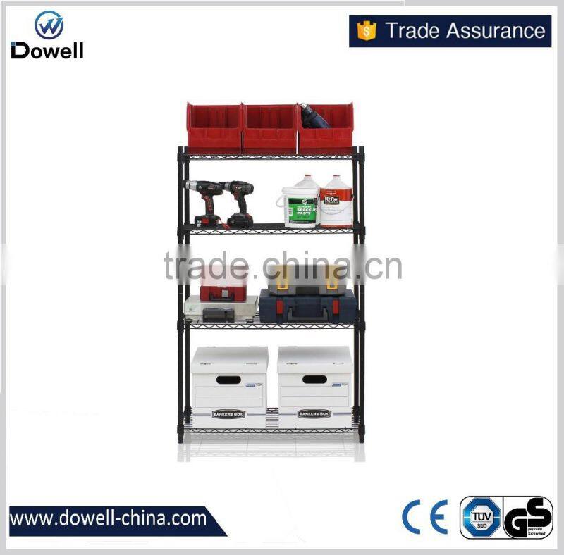 TC4832 Heavy Duty Wire Shelving System, 4-Tier,Black Steel 4-Shelf Shelving Unit 2Black Steel Storage Rack
