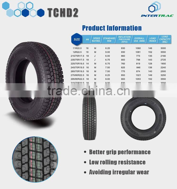 INTERTRAC Truck Tyre 315/70R22.5 TCHD2 tubeless, Highway condition Drive position,prompt delivery with warranty promise