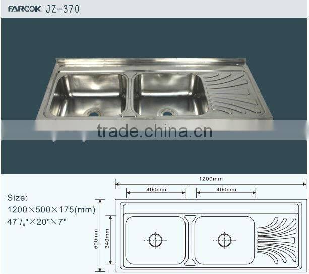 double bowl with tray stainless steel kitchen dishwash sink