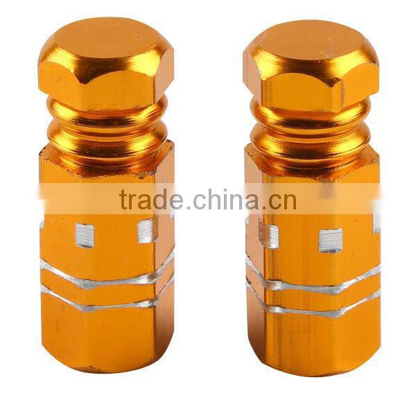 Aluminum 2X/a Set Gold Motorcycle Wheel Tire Valve Stem Caps Universal 27*8mm