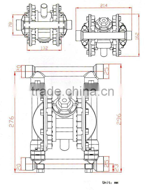 57 L per min 7 bar cast steel chemical transfer pneumatic air diaphragm pump