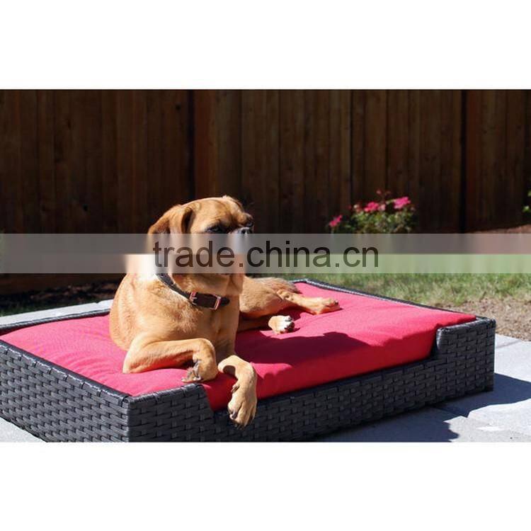 High qulaity resin wicker hand woven rectangle dog bed dog pet products