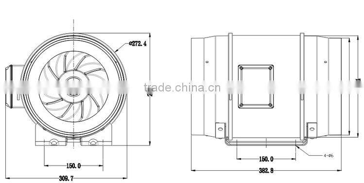 HF-250P 10 inch dc inline duct fan