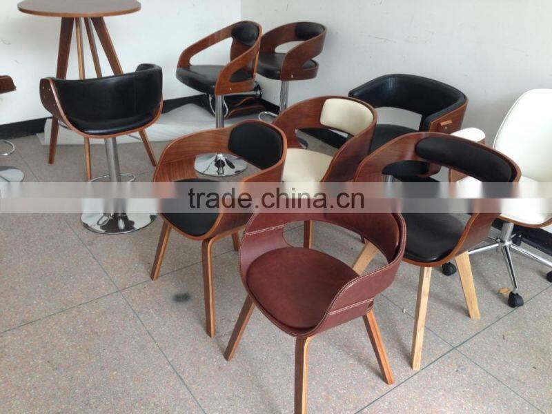 BAR00003 Wood and Leather Bar Chair, Steel Bar Chair, Indoor Furniture