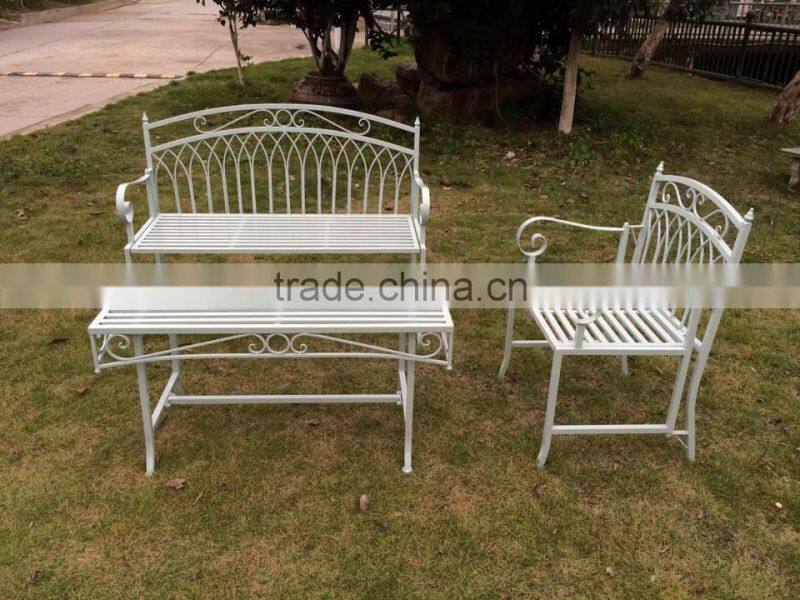 Wrought iron cream garden bench