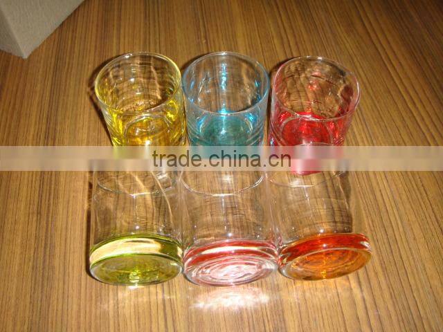 Drinking water glass with spray colors on bottom