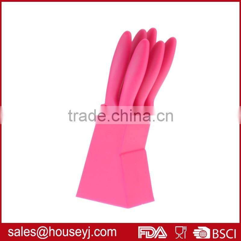 6 pcs stainless steel steak knife set with knife block