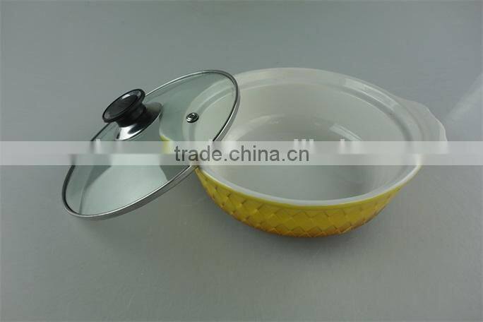 AB grade wholesale stock glazed ceramic casserole with glass lid,soup&stock pot