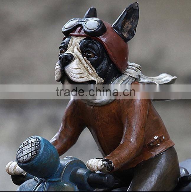 Vintage resin bulldog riding figurine
