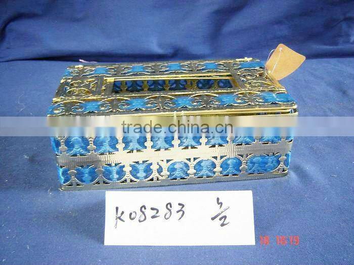 Metal tissue box napkin holder with red riband