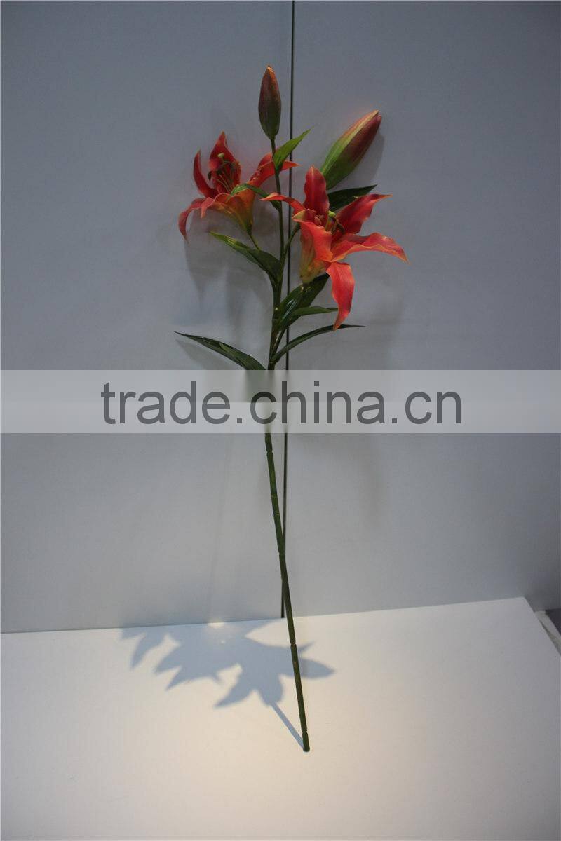 dry flower artificial two flowers two buds lily fabric flower