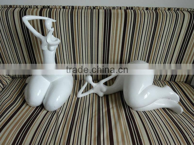 white red black resin naked lady home decration statue art piece