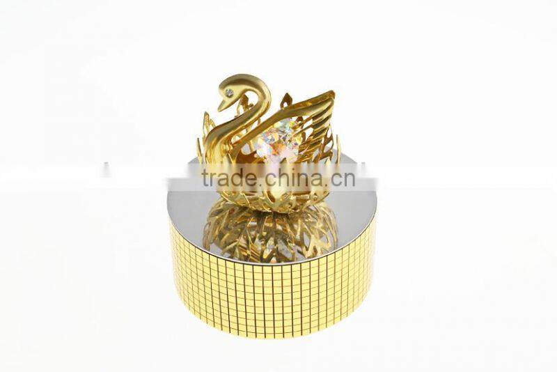 New Product 24K Gold Plated Swan Music Box for Wedding Gifts