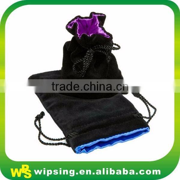 Logo Printed Velvet Bag Silk Drawstring Satin Lined Velvet Pouch