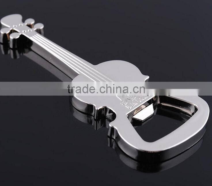 High quality low price polished stainless steel stationary guitar shape beer bottle opener
