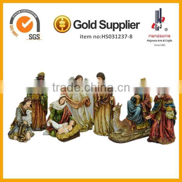 fashion color resin 12 inch antique christmas nativity sets