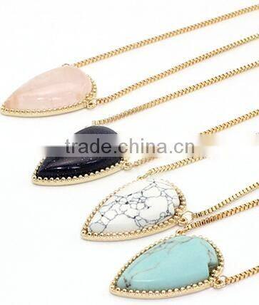 Top sale simple design turquoise necklace crystal gemstone necklace