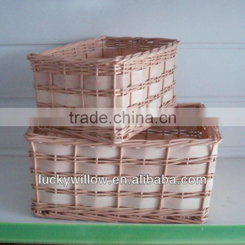 factory supply 2016new product woven wood basket with lining