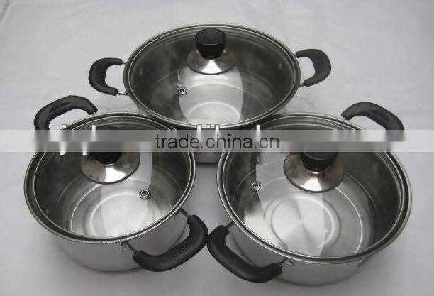 Double ear capsuled bottom stainless steel cookware cooking pot