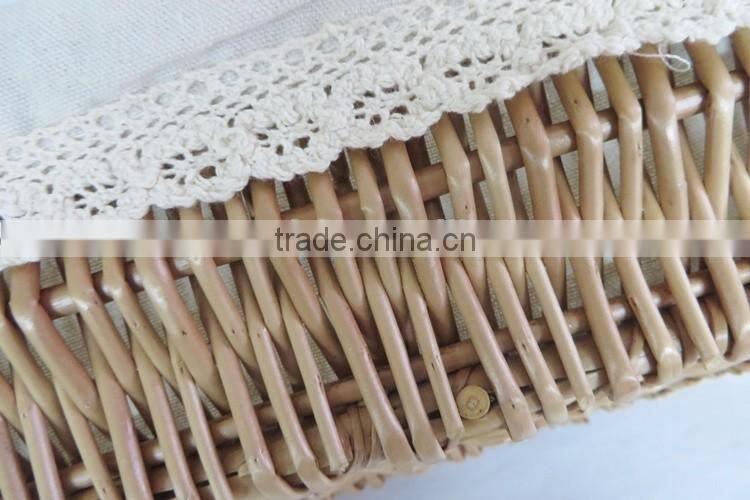 Food safe grade woven fruit tray wicker rattan bread basket with handle