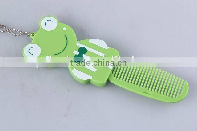 Animal shaped folding comb with mirror with hanging chain/hair brush
