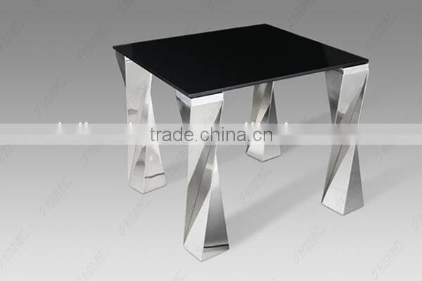Stainless steel coffee table with tempered glass top