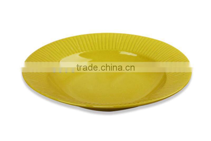 8.5inch white emboss ceramic soup plate