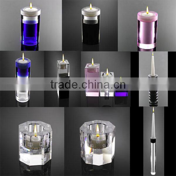 Handmade crystal glass table white 3 arm candelabra with 3 arm