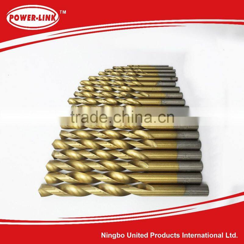 19pcs twist drill set,HSS,tita coated