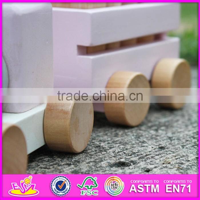 2016 new design wooden train pull toys for toddlers W05C076