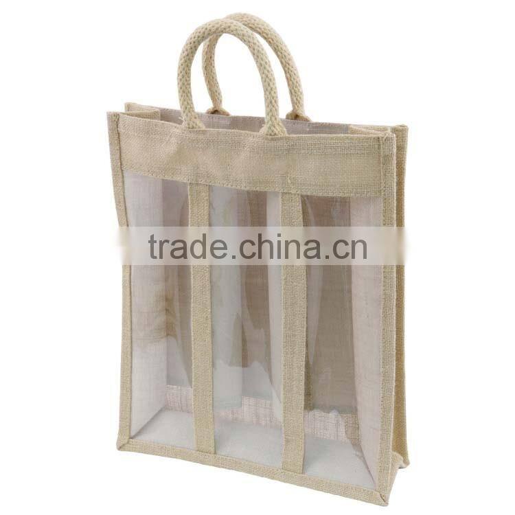 Natural wedding favor burlap Linen jute holiday wine gift bottle bags