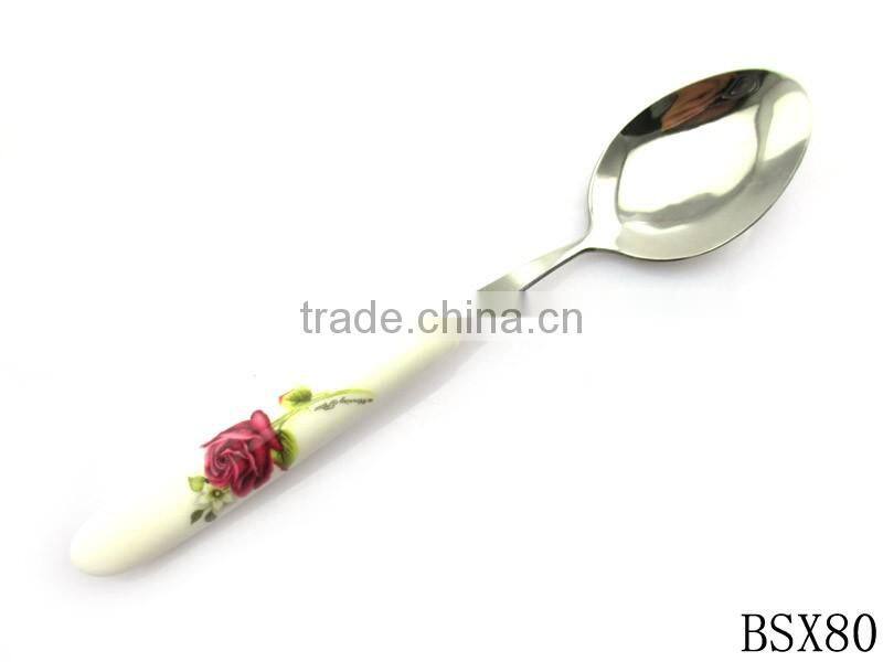 high quality ceramic long handle soup spoon
