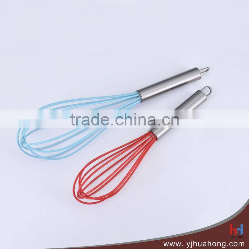 Transparent plastic handle silicone egg whisk (HEW-37A)