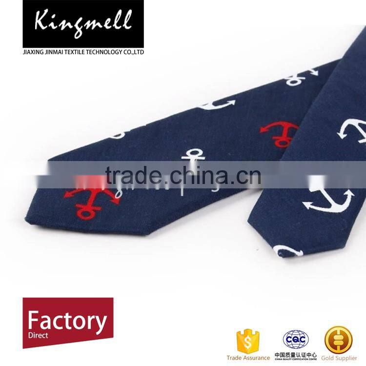 Custom boat anchor printed private label ties cotton men's ties