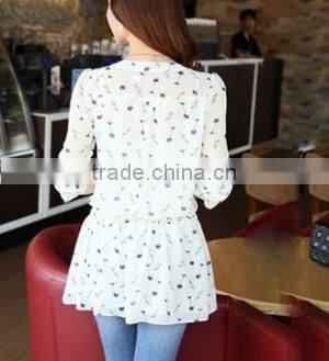 2015 Fashion Chiffon Long Sleeve Chiffon Shirts for Women