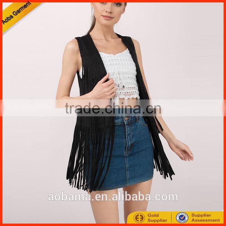 china factory cheap women winter style Suede Tassels jacket